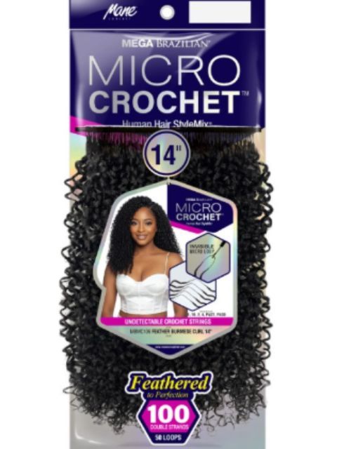 Mane Concept Human Hair StyleMix Feather Micro Crochet Extensions -FEATHER BURMESE CURL 18"-24" (MBMC105-106)