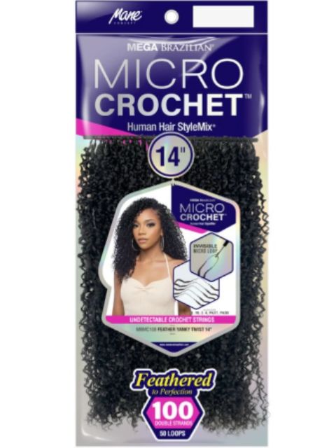 Mane Concept Human Hair StyleMix Feather Micro Crochet Extensions -FEATHER YANKY TWIST" (MBMC107-108)