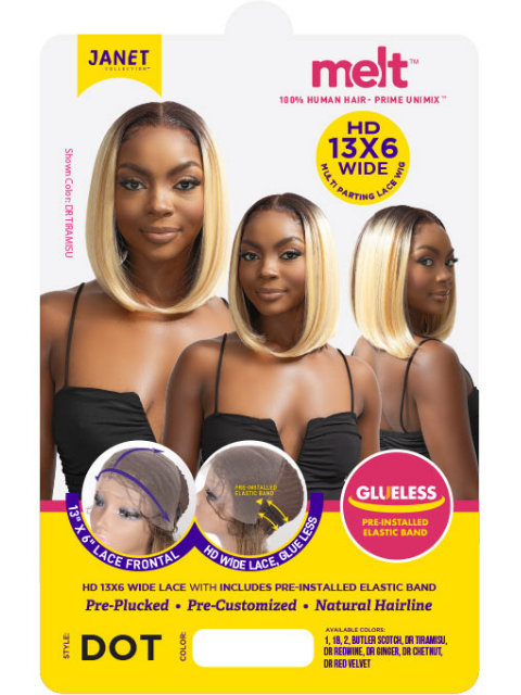 Janet Collection Melt 13x6 Frontal Wide Part Glueless DOT Lace Wig