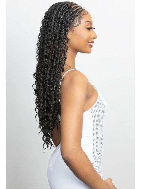 Janet Collection Melt  Human Hair  HD 360 with 13X6 Frontal Lace UNIMIX ENCORE LAVIE BOHO BOX BRAID 28" Wig