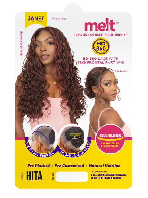 Janet Collection 100% Human Hair Prime Unimix HD 360 with 13X6 Frontal Part Glueless HITA Lace Wig *SALE