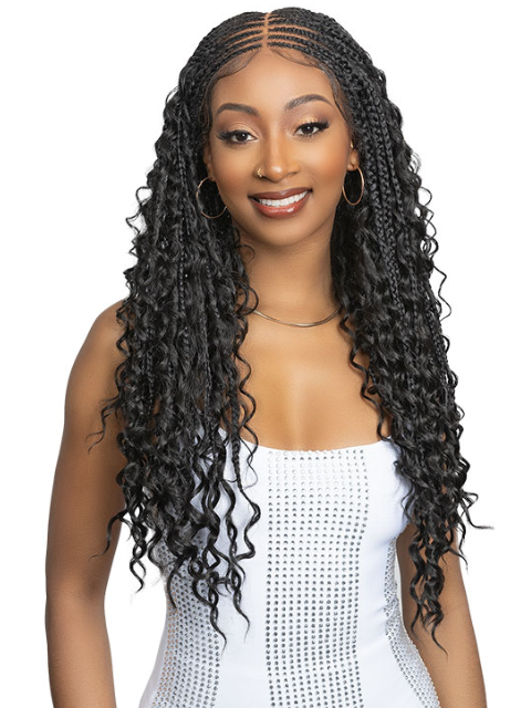 Janet Collection Melt  Human Hair  HD 360 with 13X6 Frontal Lace UNIMIX ENCORE LAVIE BOHO BOX BRAID 28" Wig
