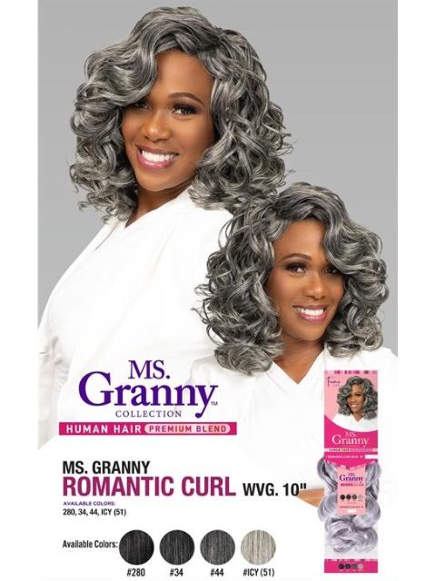 Femi Collection Ms. Granny Human Hair Blend ROMANTIC CURL WVG 10" Weave