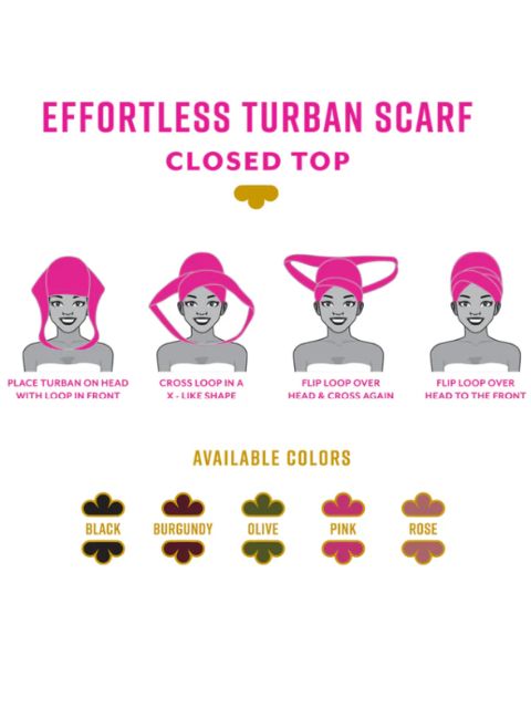 Annie Ms. Remi Effortless Turban Scarf Close Top, Pink & Rose (#03718)