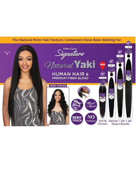 Harlem 125 Kima Classic Closure Human Hair Blend - NATURAL YAKI 16"(SYC16)