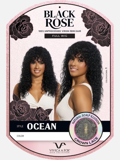 Vivica A Fox Black Rose 100% Human Hair OCEAN" Full Wig