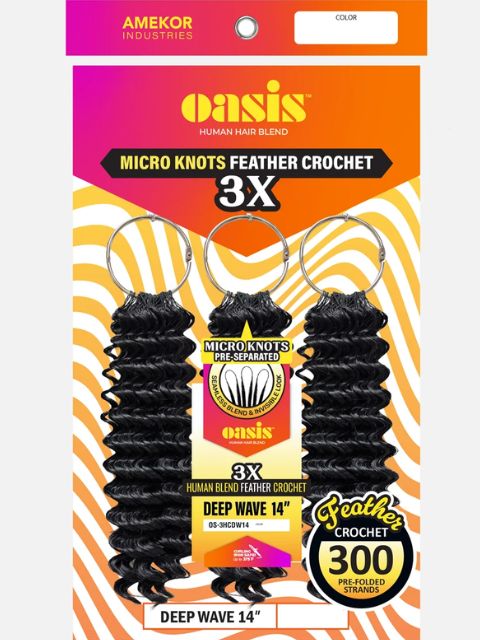 Vivica A Fox Oasis Human Hair Blend Micro Knots DEEP WAVE 14" 3X Feather Crochet