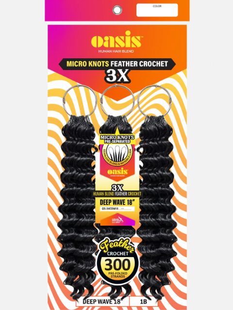 Vivica A Fox Oasis Human Hair Blend Micro Knots 3X Feather Crochet - DEEP WAVE 18"