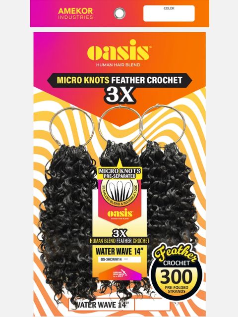 Vivica A Fox Oasis Human Hair Blend Micro Knots WATER WAVE 14" 3X Feather Crochet