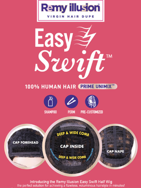 Janet Collection Remy Illusion 100% Human Hair Mix Easy N Swift Half Wig - OSLO *SALE