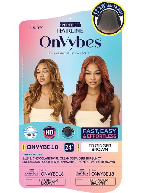 Outre Perfect Hairline OnVybes Fully Hand-Tied 13X6 Glueless HD ONVYBE 18" Lace Front Wig