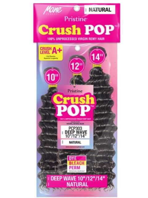 Mane Concept Pristine Cursh Pop 100% Unprocessed Virgin Human Hair 3pcs Multipack- PCP303 A+ CRUSH POP DEEP WAVE"
