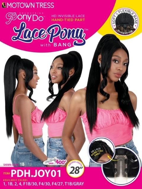 Motown Tress Ponydo Hand-Tied Lace Pony with Bang Ponytail - PDH.JOY01
