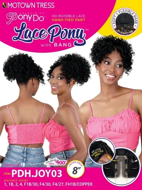 Motown Tress Ponydo Hand-Tied Lace Pony with Bang Ponytail - PDH.JOY03