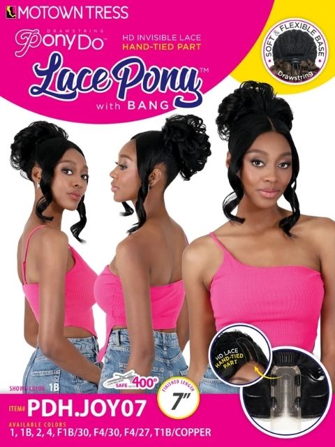 Motown Tress Ponydo Hand-Tied Lace Pony with Bang Ponytail - PDH.JOY07