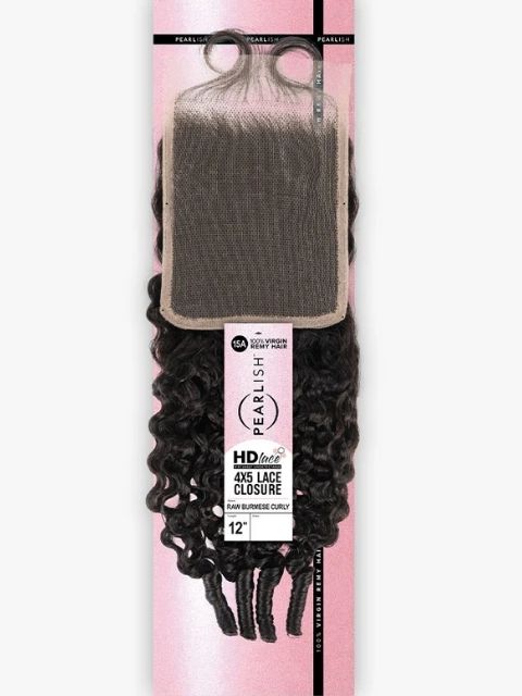 Sensationnel Pearlish 100% Human Hair 4X5 HD Lace Closure- RAW BURMESE CURL 12"