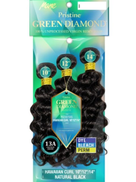 Mane Concept Pristine Green Diamond 100% Human Hair  HAWAIIAN CURL" (PGD307XXS-XXL)