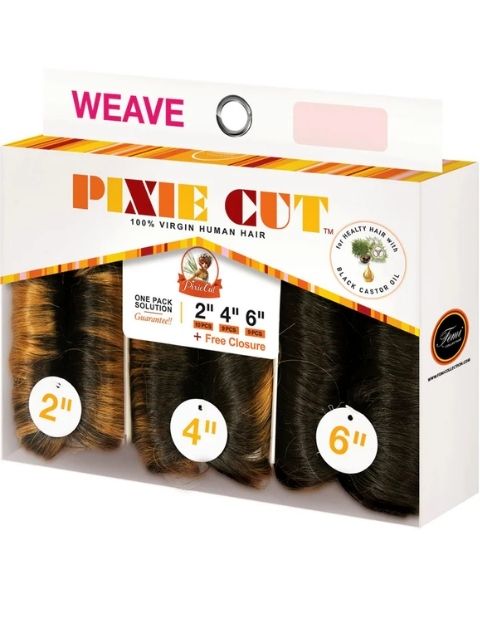 Femi Collection Pixie Cut 100% Human Hair PIXIE CUT 2"4"6" Weave