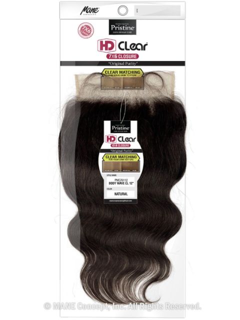 Mane Concept Pristine 100% Human Hair HD Clear 7x6 Closure BODY WAVE 10"-18"(PMC761)