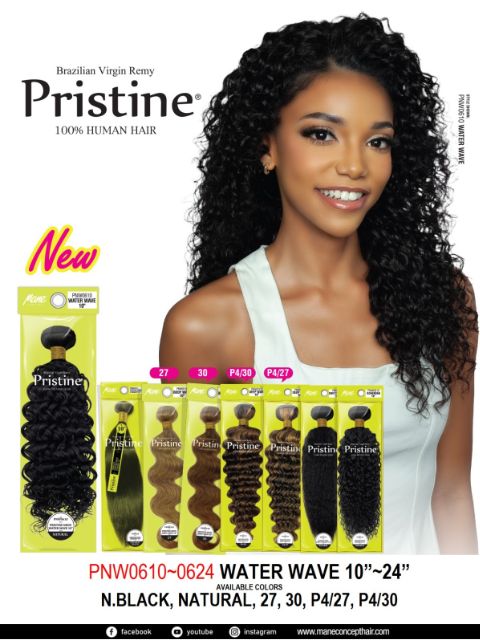 Mane Concept Pristine Neon 100% Human Hair WATER WAVE 10"-14" (PNW0610-0624)