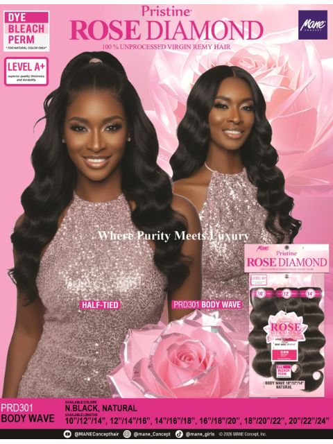 Mane Concept Pristine Rose Diamond 100% Virgin Human Hair-BODY WAVE 3PCS" PRD301