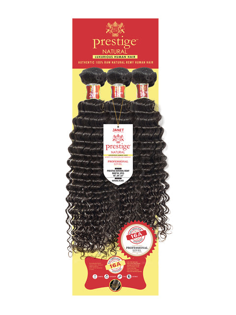 Janet Collection Raw Natural Remy Human Hair Weave 16A Prestige 3Pcs DEEP Weave
