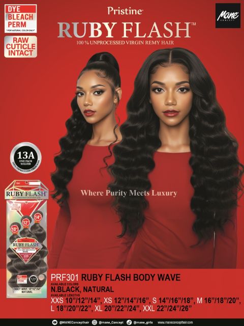 Mane Concept Pristine Ruby Flash 100% Virgin Human Hair (PRF301) RUBY FLASH BODY WAVE