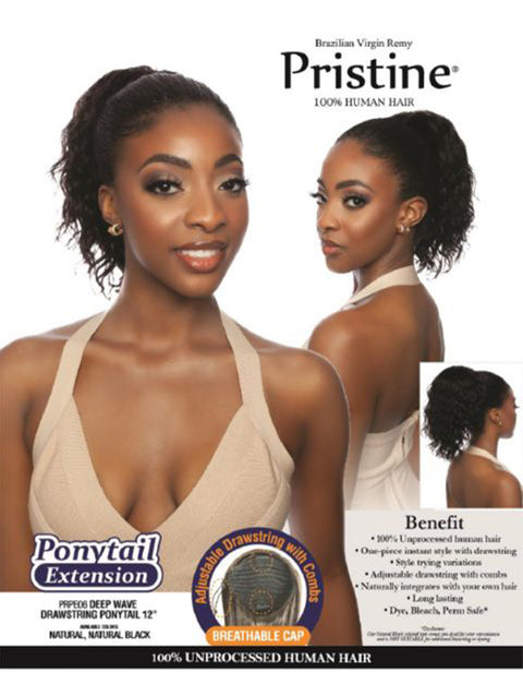 Mane Concept Pristine 100% Human Hair -DEEP WAVE DRAWSTRING PONYTAIL 12"(PRPE06)