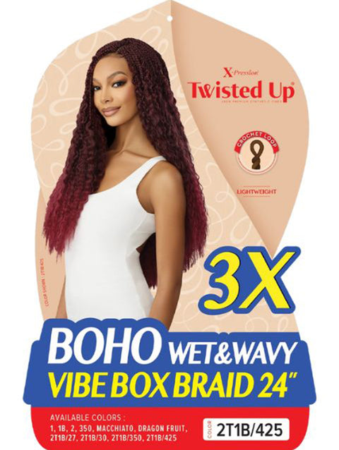 Outre X-Pression Twisted Up Crochet Braid (Pre-loop) 3X WET & WAVY VIBE BOX BRAID 24"