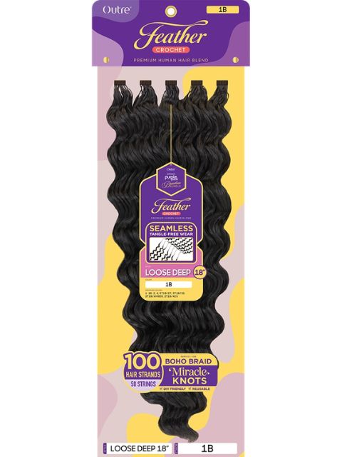 Outre Purple Pack Brazilian Bundle Feather Crochet Braid(Pre-Loop)- FEATHER CROCHET LOOSE DEEP"