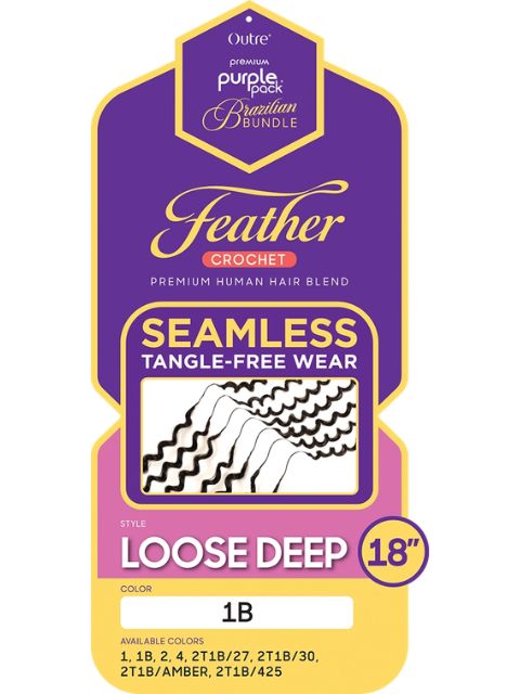 Outre Purple Pack Brazilian Bundle Feather Crochet Braid(Pre-Loop)- FEATHER CROCHET LOOSE DEEP"