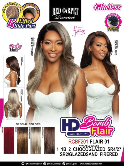 Mane Concept Red Carpet HD Bomb Flair  RCBF201 FLAIR 01" Glueless Lace Front Wig