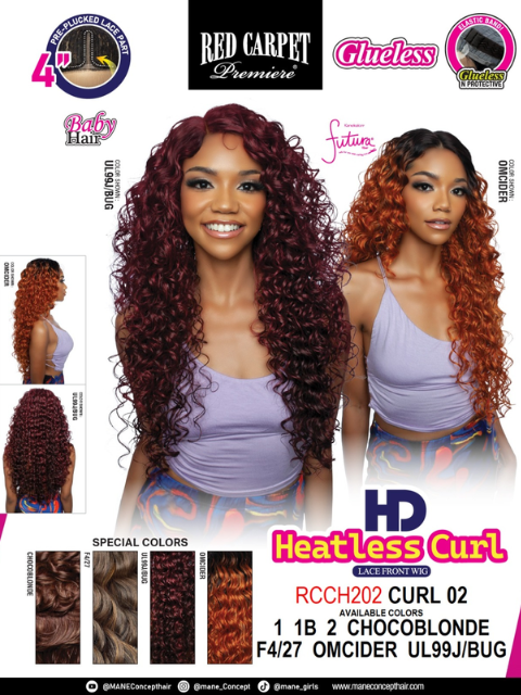 Mane Concept HD Heatless Curl RCCH202 CURL 02 Lace Front Wig