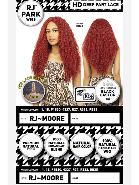 R&B RJ Park Human Blended HD Lace Deep Part RJ-MOORE" Wig