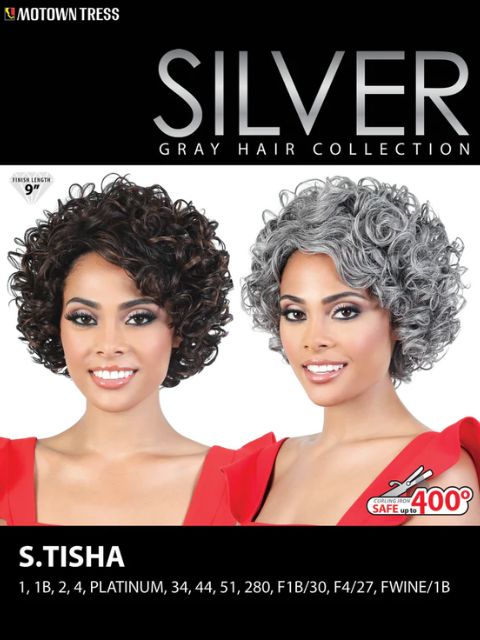 Motown Tress Silver Gray Hair Collection Synthetic Wig - S.TISHA