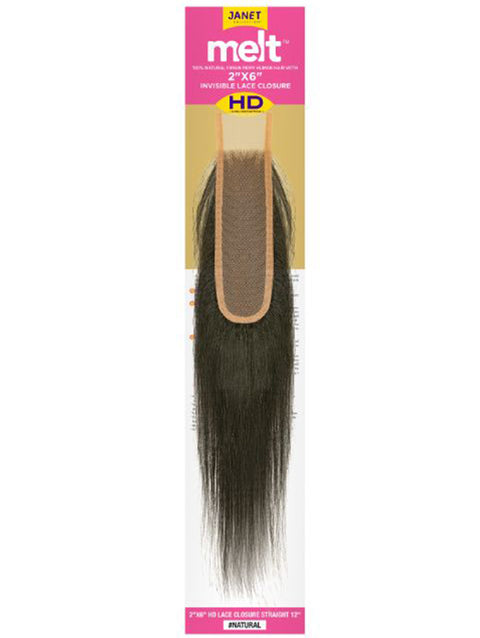 Janet Collection 100% Remi Human Hair Melt 2x6 HD Lace closure STRAIGHT