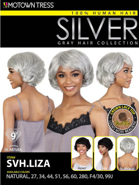 Motown Tress 100% Human Hair Silver Gray Hair Collection Wig - SVH.LIZA