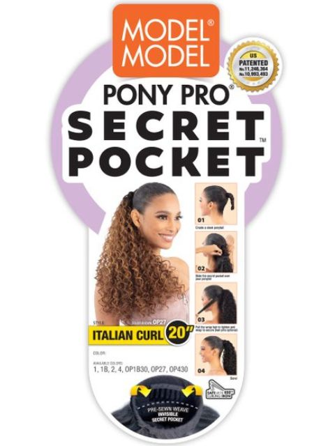 Model Model Secret Pocket Pony Pro ITALIAN CURL 20 Ponytail