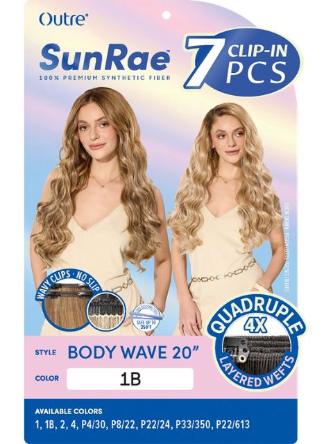 Outre  SunRae 100% Premium Synthetic Fiber Clip-In 7pcs- SUNDAE-BODY WAVE 20"