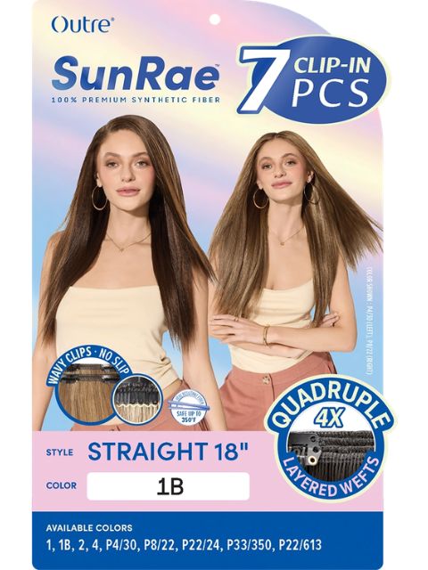 Outre  SunRae 100% Premium Synthetic Fiber Clip-In 7pcs- SUNDAE-STRAIGHT 18"