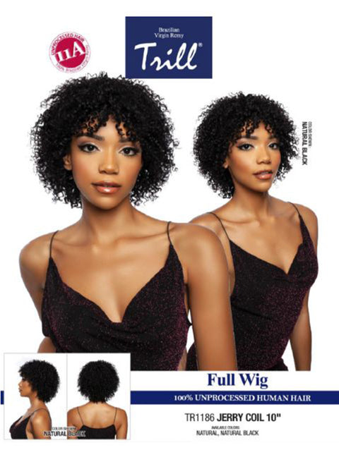 Mane Concept Trill 11A 100% Unprocessed Human Hair Full Wig-JERRY COIL 10"(TR1186)