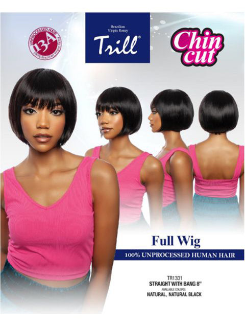 Mane Concept Trill 13A 100% Unprocessed Human Hair Full Wig - STRAIGHT WITH BANG 8"(TR1331)