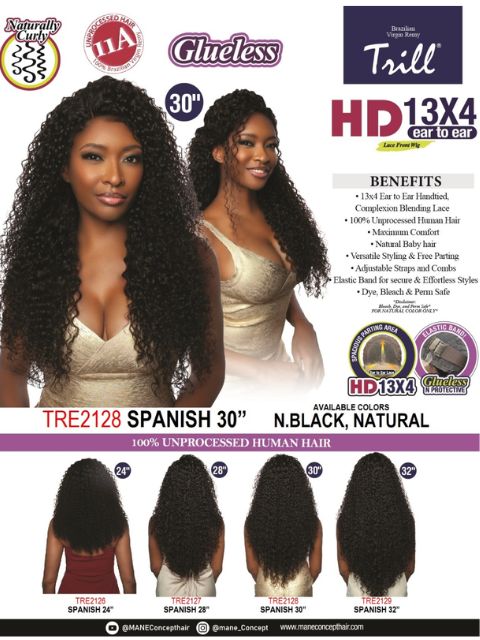 Mane Concept 100% Unprocessed Human Hair Trill 13x4 HD Glueless Lace Wig - TRE2128 SPANISH 30"