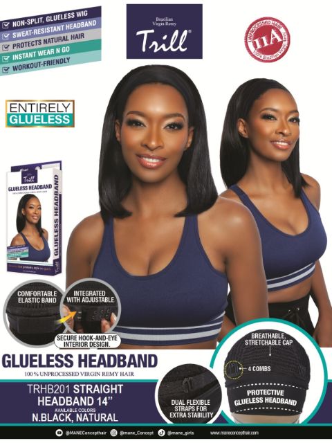 Mane Concept 100% Unprocessed Human Hair Trill Glueless HeadBand Lace Wig (TRHB201) STRAIGHT HEADBAND 14