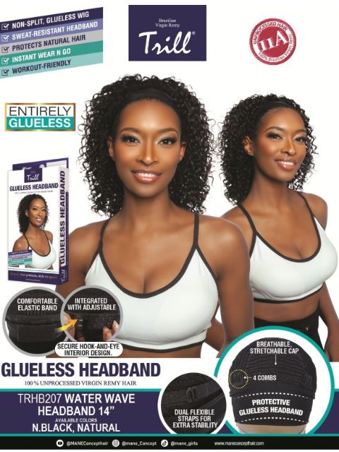 Mane Concept 100% Unprocessed Human Hair Trill Glueless HeadBand Lace Wig (TRHB207-208)  WATER WAVE HEADBAND