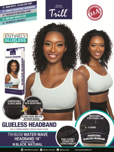 Mane Concept 100% Unprocessed Human Hair Trill Glueless HeadBand Lace Wig (TRHB207-208)  WATER WAVE HEADBAND