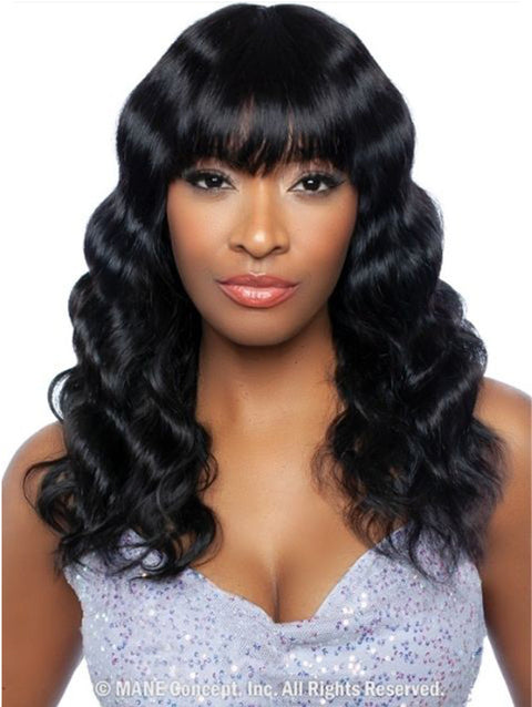 Mane Concept Trill 11A 100% Unprocessed Human Hair Full Wig - TRM118 BARREL WAVE FULL BANG 22"