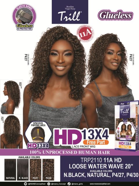 Mane Concept 100% Unprocessed Human Hair Trill HD 13x4 Free Part Lace Front Wig (TRP2110) 11A HD LOOSE WATER 20"