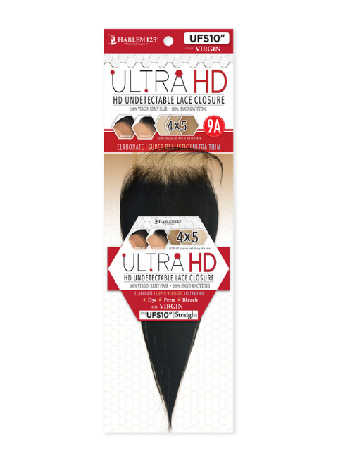 Harlem 125 9A 100% Human Hair 4x5 HD Undetectable Lace Closure - STRAIGHT (UFS14) *SALE