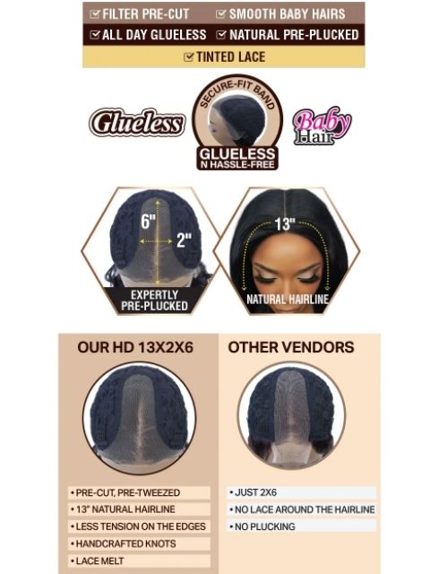Mane Concept Brown Sugar Skin Bond Lace Glueless Wig HD 13x2x6 LACE CUT 07" (BSSB226)